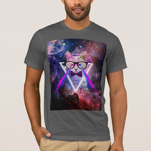 Hipster galaxy cat T-Shirt (Front)