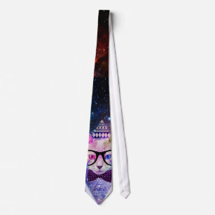 Hipster galaxy cat tie