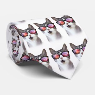 "Hipster Galaxy Space Cat" LOL Funny Tie