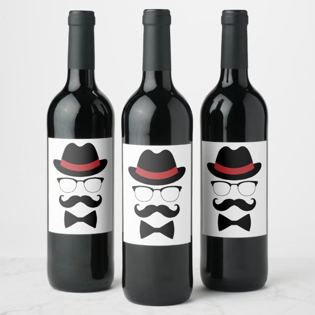 Hipster Gentleman Elements Wine Label (Bottles)