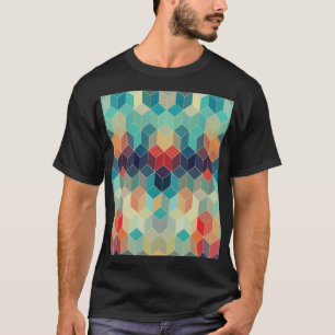 Hipster geometric cubes: retro mosaic background. T-Shirt