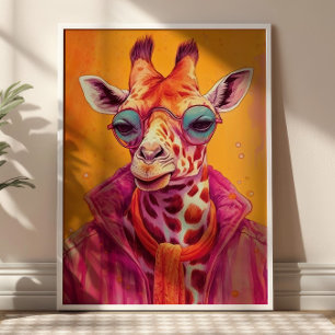 Hipster Giraffe Poster 
