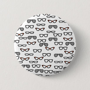 Hipster glasses 6 cm round badge