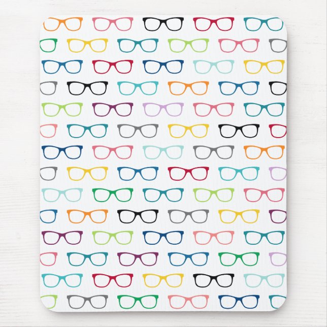Hipster Glasses Colourful Pattern Mouse Pad (Front)