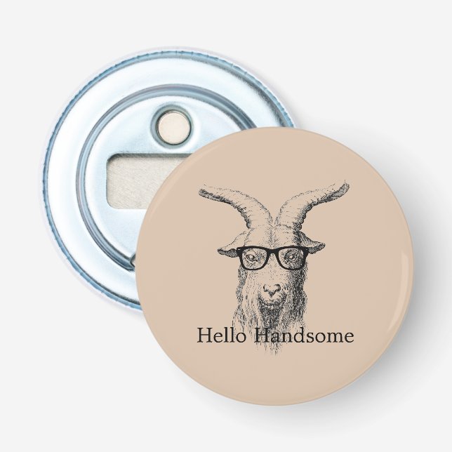 Hipster Goat with Glasses Bottle Opener (Front)