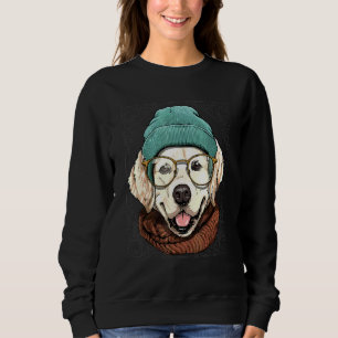 Hipster Golden Retriever Animal Wearing Sunglasses Sweatshirt