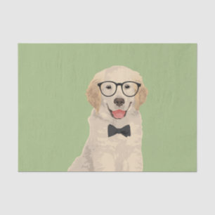 Hipster Golden Retriever Puppy Tissue Paper