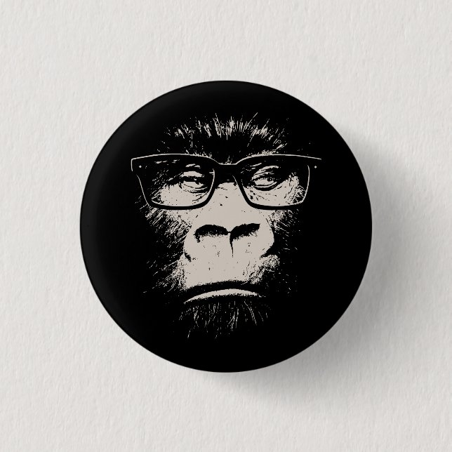 Hipster Gorilla With Glasses 3 Cm Round Badge (Front)