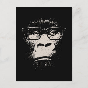 Hipster Gorilla With Glasses Postcard