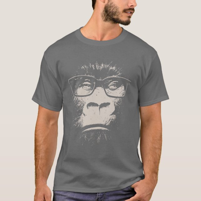 Hipster Gorilla With Glasses T-Shirt (Front)