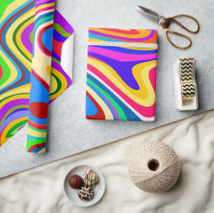 Hipster Groovy Retro Rainbow Surface Pattern  Wrapping Paper