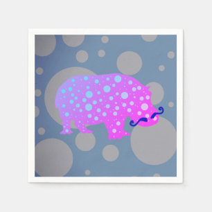 Hipster Hippopotamus Cocktail Paper Napkins