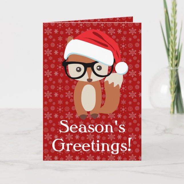 Hipster Holiday Fox Glasses Cute Animal Christmas (Front)