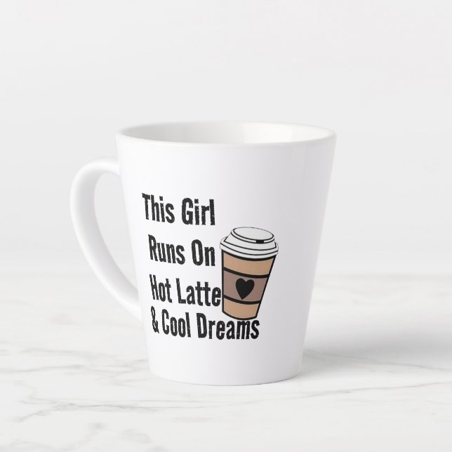 Hipster Hot Latte Cool Dreams Custom Coffee Mug (Left Angle)