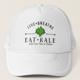 Hipster Kale Live Breathe Eat Kale Custom Trucker Hat