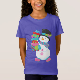 hipster kid snowman season holiday christmas gifts T-Shirt