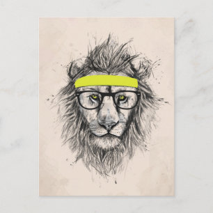 Hipster lion (light background) postcard