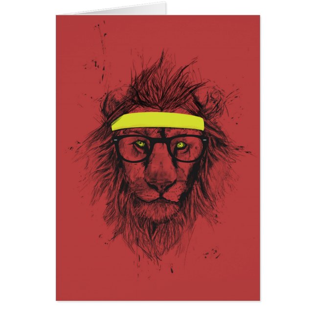 hipster lion (red) (Front)