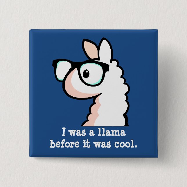 Hipster Llama 15 Cm Square Badge (Front)
