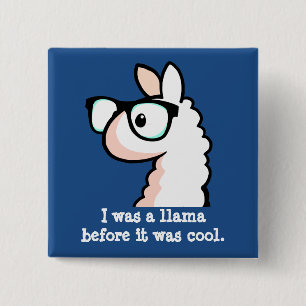 Hipster Llama 15 Cm Square Badge