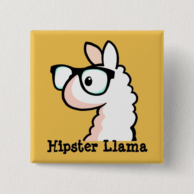 Hipster Llama 15 Cm Square Badge (Front)