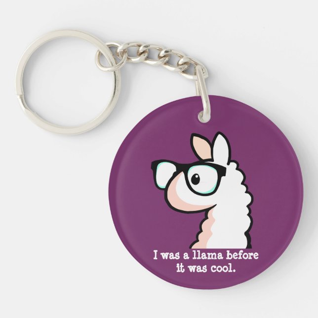 Hipster Llama Key Ring (Front)