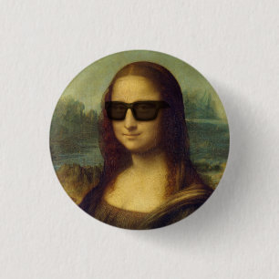 Hipster Mona Lisa in Hipster Shades da Vinci 3 Cm Round Badge