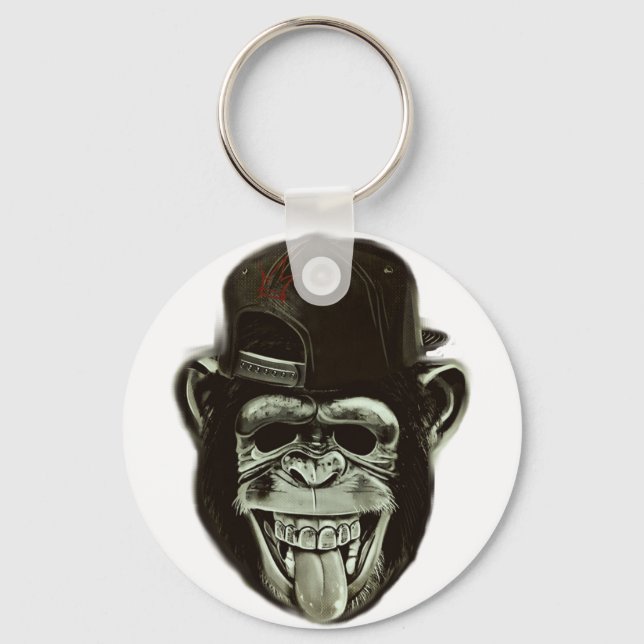 Hipster Monkey Key Ring (Front)
