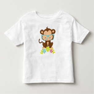 Hipster Monkey, Monkey With Glasses, Flowers Toddler T-Shirt