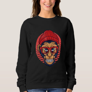 Hipster Monkey Retro Glasses Animal Hippies Freeth Sweatshirt