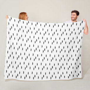 Hipster Moustache Black on Any Custom Colour Fleece Blanket