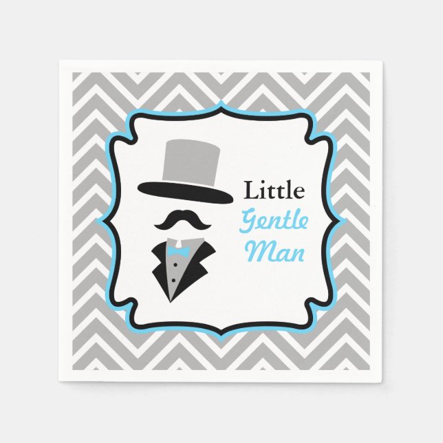 Hipster Moustache Gentleman Baby Boy Shower Napkin (Front)