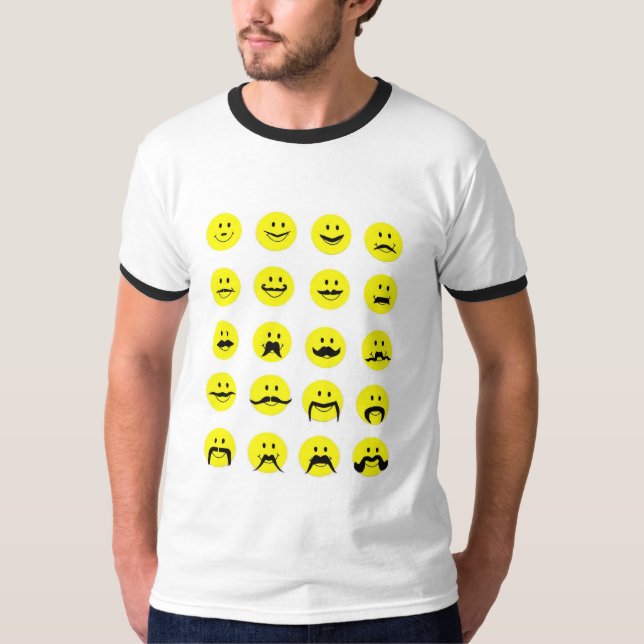 Hipster Moustache T Shirt Face Moustache (Front)