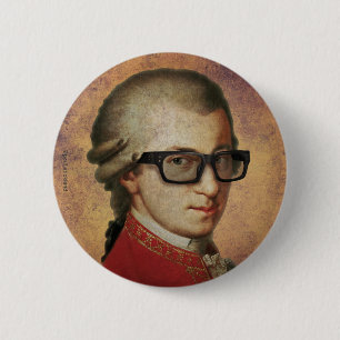 Hipster Mozart 6 Cm Round Badge