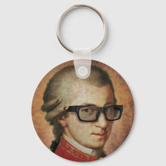 Hipster Mozart Classical Music Key Ring