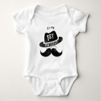 Hipster Mr. Moustache Hat Glasses 1 1st Birthday