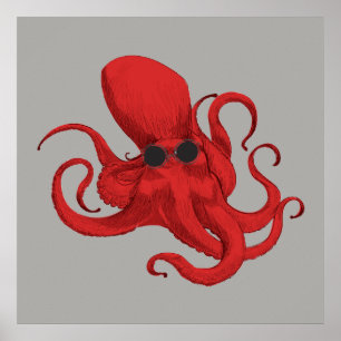 Hipster Octopus Poster