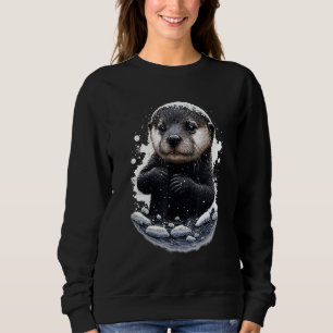 Hipster Otter River Loves To Slide In The Snow Sweatshirt