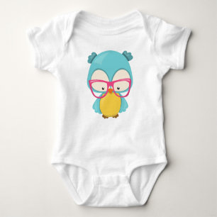 Hipster Owl, Owl With Glasses, Cute Owl Baby Bodysuit