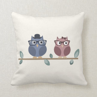 Hipster Owls Throw Pillow
