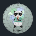 Hipster Panda Bear with Any Name Dartboard<br><div class="desc">A personalised dart board featuring a hipster panda eating an ice cream cone. Edit the sample name shown with your desired name or other text.</div>