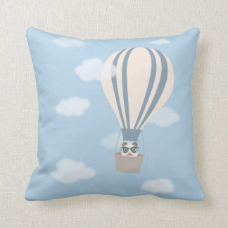 Hipster Panda on Hot Air Balloon Cushion
