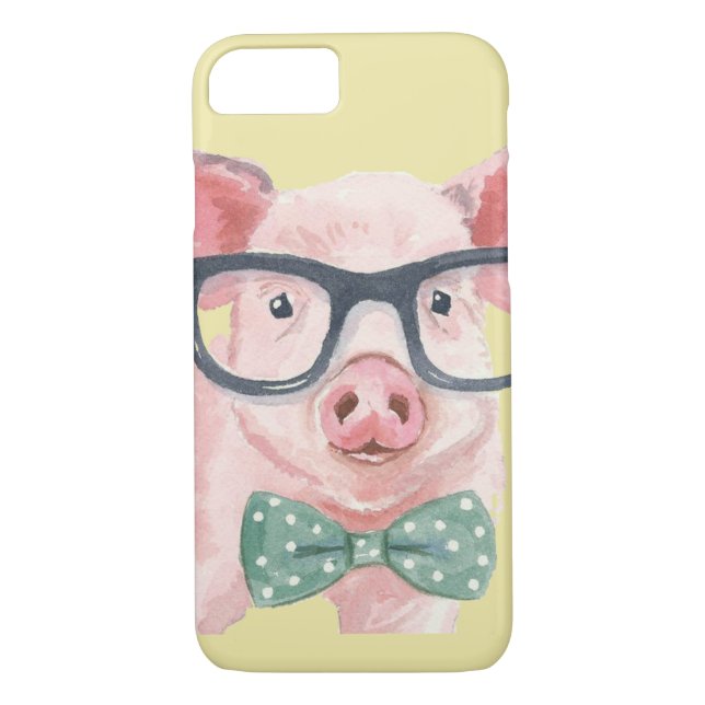 Hipster Pink Pig Case-Mate iPhone Case (Back)