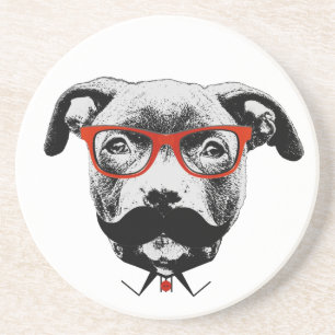 Hipster Pit Bull Terrier Coaster