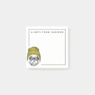 Hipster Pug | It's Cool | Add Your Name Post-it Notes