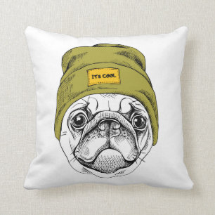 Hipster Pug   It's Cool Cushion