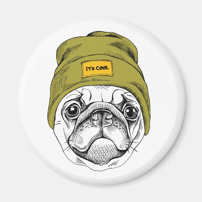 Hipster Pug | It's Cool Magnet (Front)