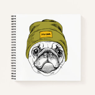 Hipster Pug   It's Cool Notebook