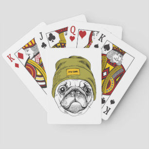 Hipster Pug It's Cool Playing Cards