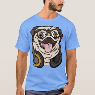 Hipster Pug with Headphones and Glasses T-Shirt